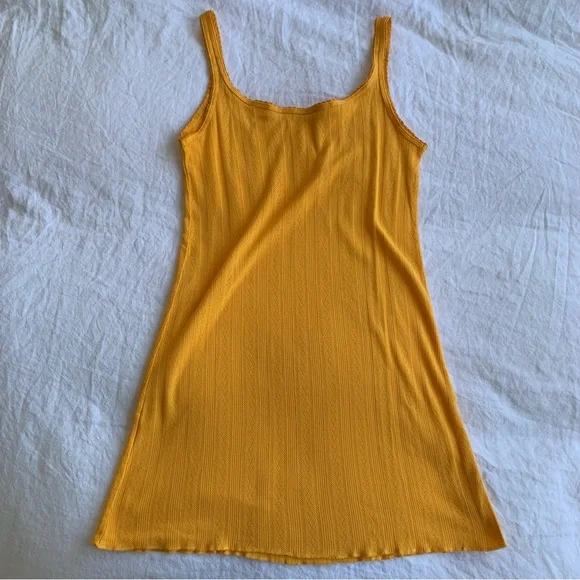 Doen Cynthia Cotton Tank Mini Dress Jonquille Apolline Pointelle Yellow Gold - Picture 12 of 13